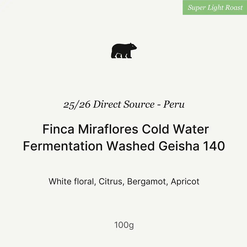 Finca Miraflores Cold Water Fermentation Washed Geisha 140 - Peru
