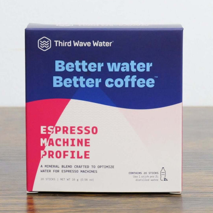 Third Wave Water packaging for espresso machine profile